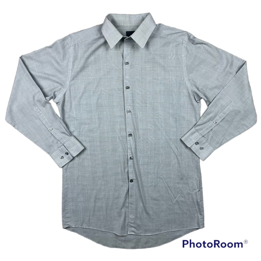 J. Ferrar Men's Grey Slim Fit Long Sleeve Dress Shirt 15/15.5 32-33 Button Down